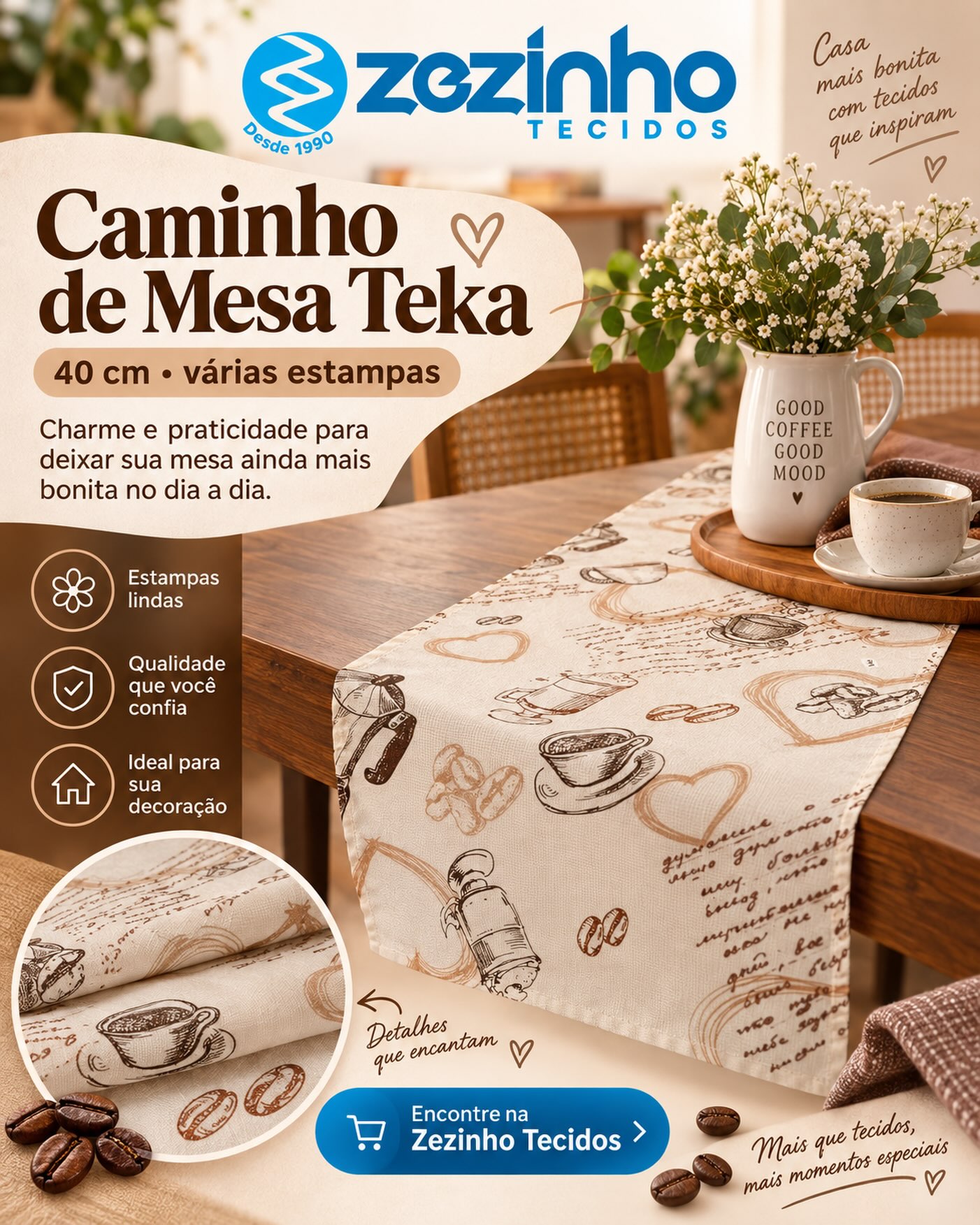 ✨ Um detalhe que transforma a mesa! ✨

O Caminho de Mesa Teka é perfeito para deixar sua c
